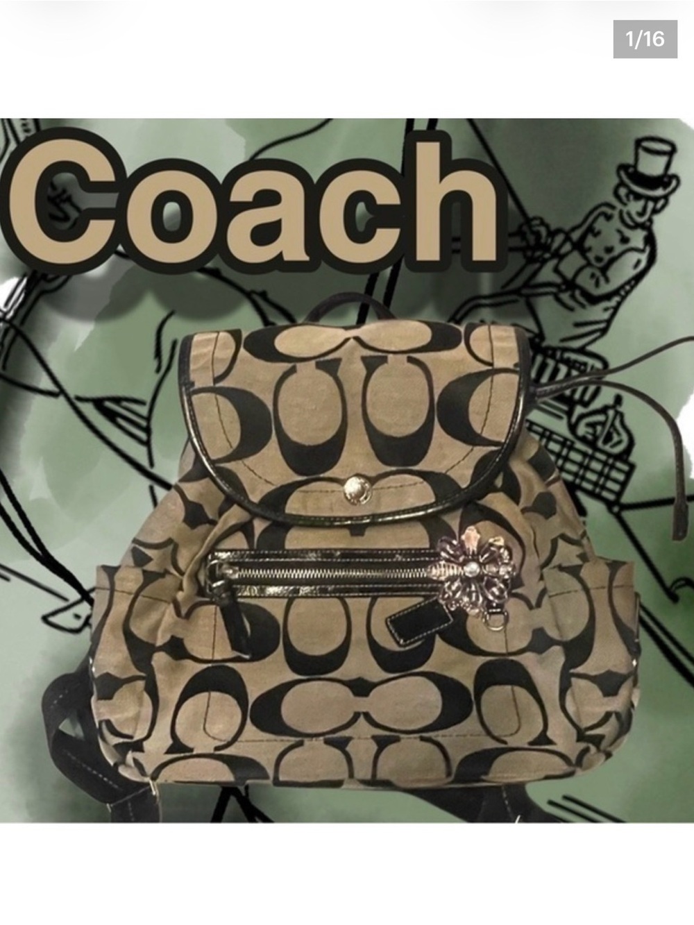 Coach Kyra Daisy Jacquard C 2011 Backpack in GUC & Authenticated